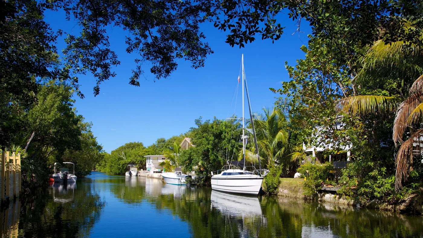 Canal and marina view on Big Pine Key in the Florida Keys, an area served by Cleaning Services GM