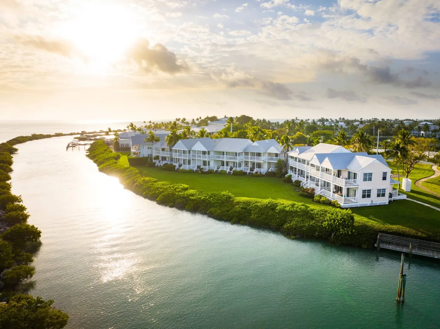 Waterfront homes on Duck Key in the Florida Keys, an area served by Cleaning Services GM