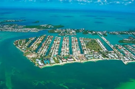 Aerial view of the Key Colony Beach island in the Florida Keys, an area served by Cleaning Services GM