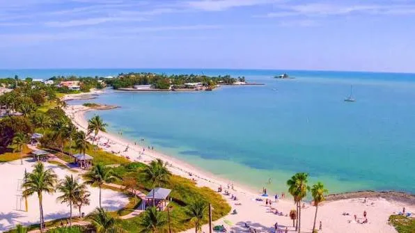 Aerial view of Sombrero Beach in Marathon, Florida Keys, an area served by Cleaning Services GM